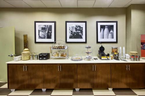 a counter in a room with some items on it at Hampton Inn & Suites Houston Rosenberg in Rosenberg