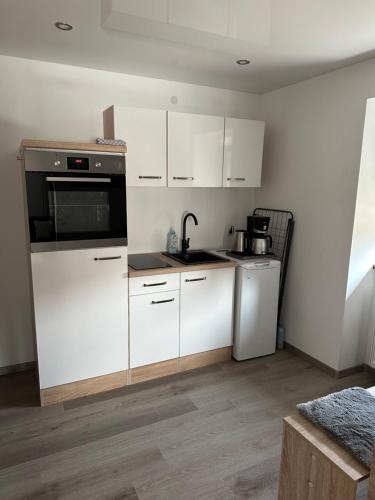 Η κουζίνα ή μικρή κουζίνα στο KRAICHGAU # 2 Ferienwohnungen in einem Haus mit EBK, WLAN, Monteurzimmer, SELF-CHECK-IN