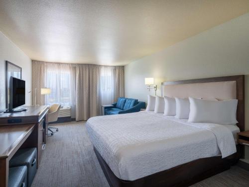 a hotel room with a large bed and a television at Hampton Inn Irvine/East Lake Forest in Foothill Ranch