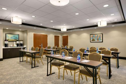 a conference room with tables and chairs in it at Hampton Inn & Suites Mahwah in Mahwah