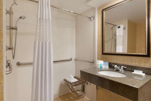 a bathroom with a sink and a shower at Hampton Inn Miami-Airport West in Miami
