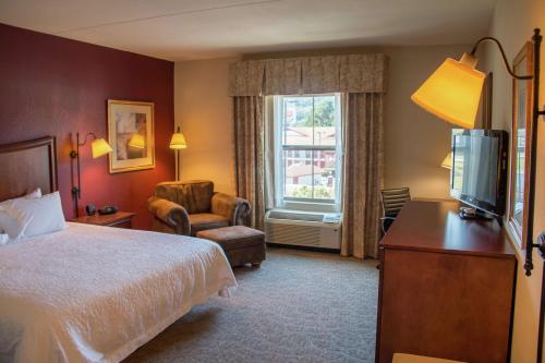 una camera d'albergo con letto e TV di Hampton Inn Murphy a Murphy