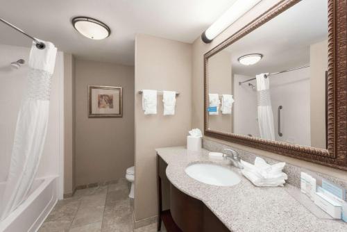 a bathroom with a sink and a toilet and a mirror at Hampton Inn Branson - Branson Hills in Branson