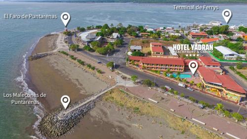 an aerial view of a town next to the ocean at Hotel Yadran Beach Resort in Puntarenas