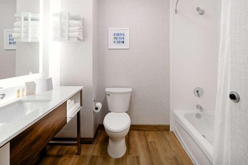a bathroom with a toilet and a sink and a tub at Hampton Inn Richmond-Mechanicsville in Mechanicsville