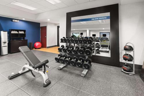 a fitness room with a gym with a lot of exercise equipment at Hampton Inn Seekonk in Seekonk