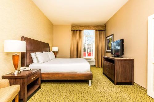 聖喬治的住宿－聖喬治希爾頓花園酒店，配有一张床和一台平面电视的酒店客房