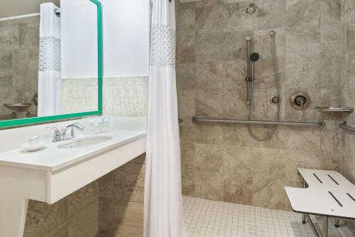 a bathroom with a sink and a shower at Hampton Inn Ellenton/Bradenton in Ellenton