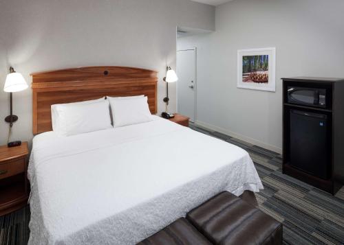 a hotel room with a bed and a television at Hampton Inn & Suites Tulare in Tulare