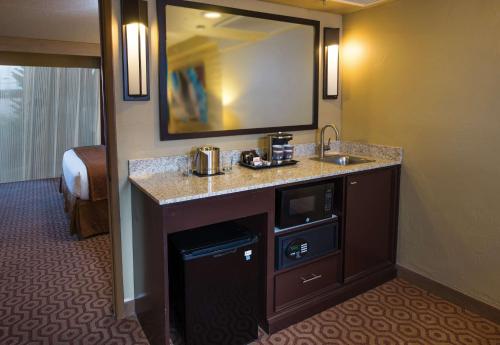 Habitación de hotel con lavabo y espejo en DoubleTree Suites by Hilton Tucson-Williams Center, en Tucson