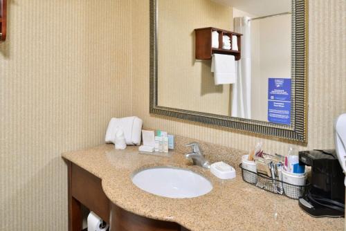 a bathroom with a sink and a mirror at Hampton Inn Wytheville in Wytheville