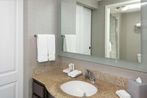 ein Bad mit einem Waschbecken und einem Spiegel in der Unterkunft Homewood Suites by Hilton Columbia in Columbia