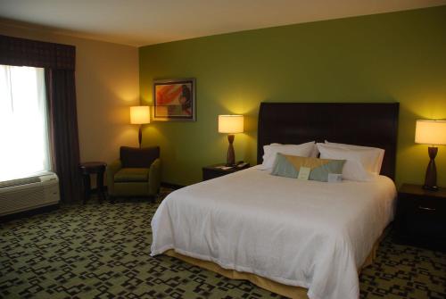 a hotel room with a large bed and a window at Hilton Garden Inn Birmingham/Trussville in Trussville