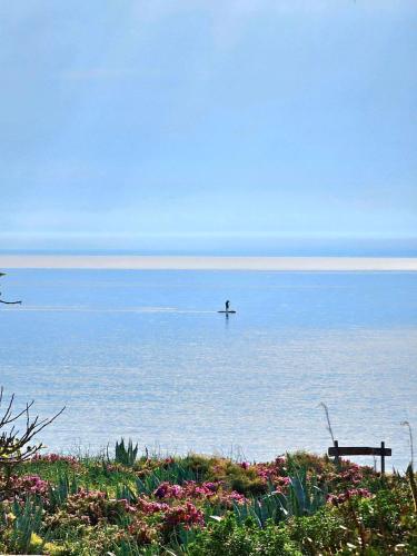 a plane is floating in the water on the ocean at Il Portico Rosa in Cuglieri