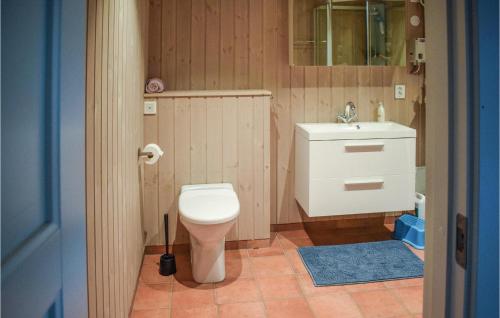 a small bathroom with a toilet and a sink at Beautiful Home In Dagali With Wifi And 5 Bedrooms in Dagali