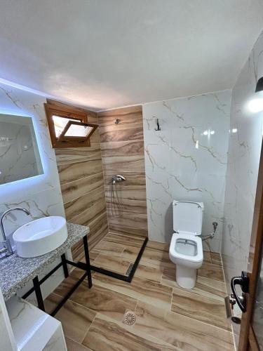 un baño con inodoro y lavabo en Green Villa Berdenesh, en Sarandë