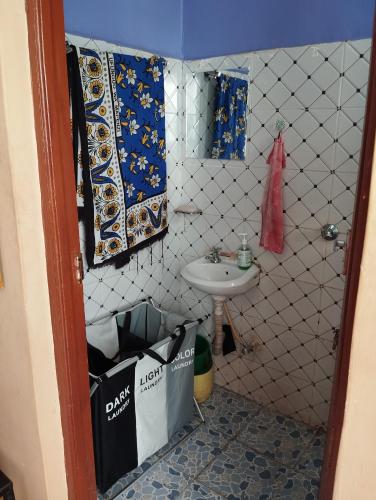 La petite salle de bains est pourvue d'un lavabo. dans l'établissement Nature's Nook, à Kisumu