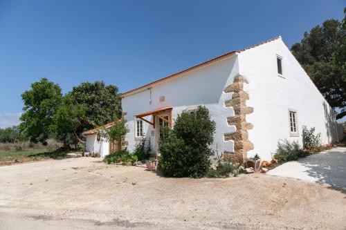 a white house with a driveway in front of it at Pátio Serrano in Rio Maior