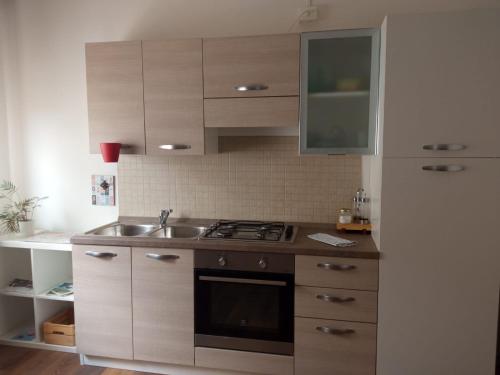kuchnia ze zlewem i kuchenką w obiekcie Casa Muci w mieście Breda di Piave