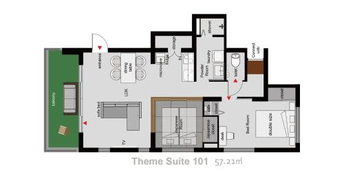 宇流麻的住宿－SOU東恩納，房屋的平面图