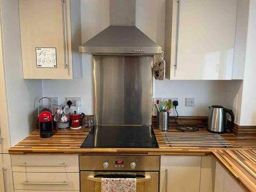 a kitchen with a stove with a pot on it at Central London apartment in London
