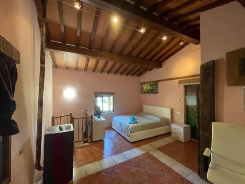 a bedroom with a bed in a room at Appartamento Patina di sotto in LʼOpaco