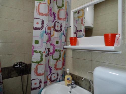 a bathroom with a sink and a mirror at Apartman Rijeka Crnojevica in Rijeka Crnojevića