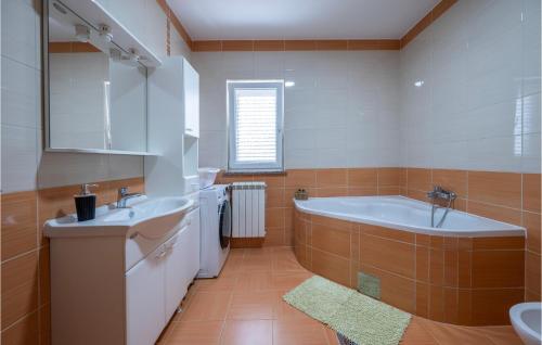 a bathroom with a tub and a sink at Cozy Home In Nedescina With Kitchen in Nedeščina