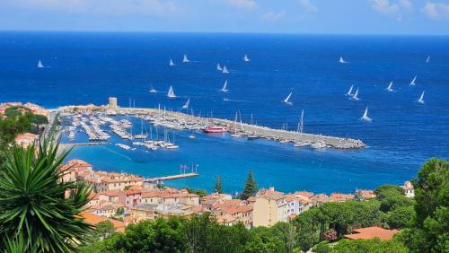 a view of a harbor with boats in the water at Alta Marina in Marciana Marina