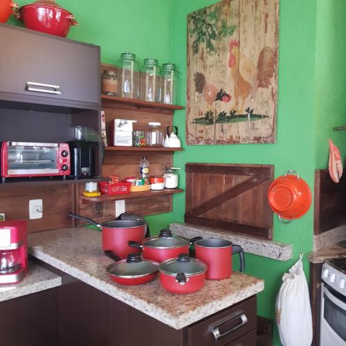 Dapur atau dapur kecil di Morada das Flôres