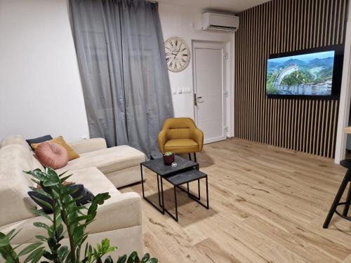 Μια τηλεόραση ή/και κέντρο ψυχαγωγίας στο "Apartments Petra With Swimming Pool"