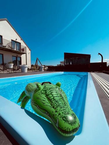 a rendering of a crocodile in a swimming pool at Loox Ostrovo- Boutique House-noclegi nad morzem in Ostrowo