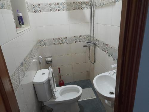 a bathroom with a toilet and a sink at Ella Apartment Namirembe Road in Kampala