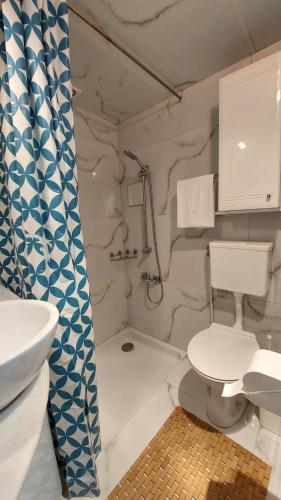 uma casa de banho com um WC e um lavatório em Sielski Kącik em Wielopole Skrzyńskie