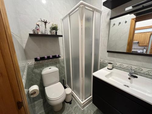 a bathroom with a toilet and a sink at MyHouseSpain - Acogedor apartamento plaza mayor Gijón 1 in Gijón