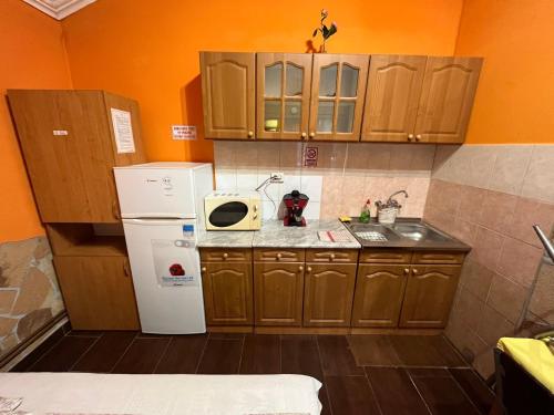 Dapur atau dapur kecil di Tiszavirág apartman