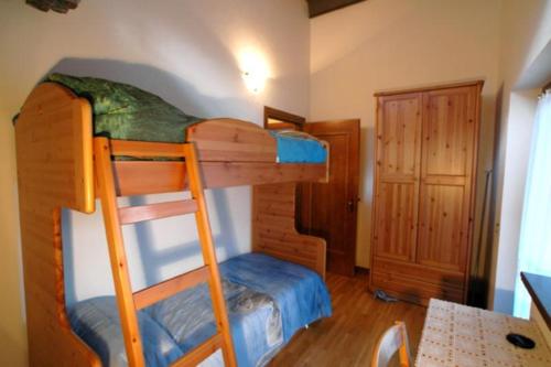 a bedroom with a bunk bed with a ladder at Appartamenti Al Lumin in Val di Zoldo