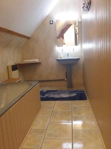 a bathroom with a sink and a bath tub at Verdure tourangelle in Azay-sur-Cher