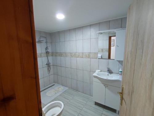 een badkamer met een toilet en een wastafel bij Apartment Neo in Bihać