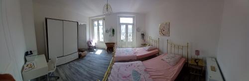 a bedroom with two beds in a room at Grand appartement au coeur de Strasbourg in Strasbourg