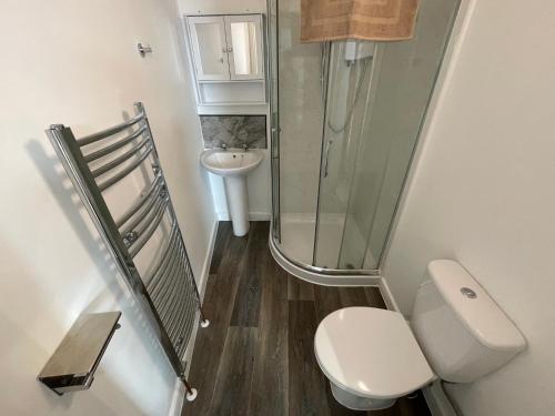 プリマスにあるStation House Plymouthのシャワー、トイレ、洗面台を備えたバスルーム