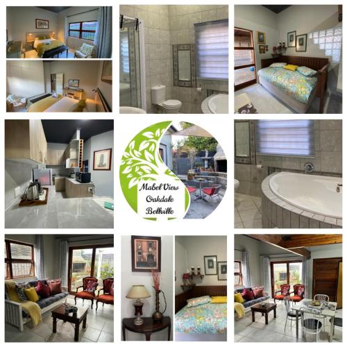 a collage of pictures of a living room and bedroom at Mabel View in Cape Town