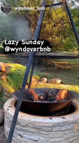 a dog is cooking in a fire pit at Wyndover Mountain Retreat in Beechmont