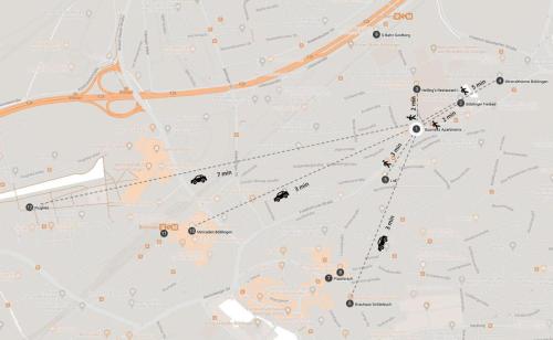 a close up of a map of a city at V Business Apartments Böblingen in Böblingen