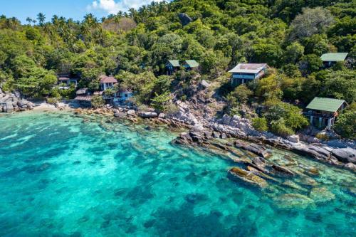 an aerial view of a resort on a tropical island at Tao Thong Villa 2 in Ko Tao