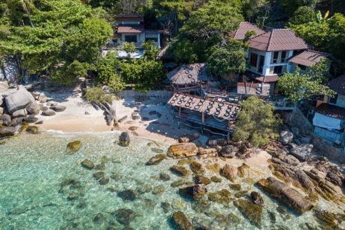 an aerial view of a beach with a resort at Tao Thong Villa 2 in Ko Tao