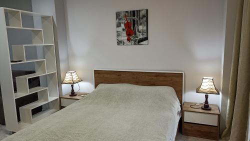 Postel nebo postele na pokoji v ubytování Apartment Zhemchuzhina Ureki-5 СТУДИО