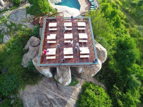 an overhead view of a building on a rock at Seronera Wildlife Lodge in Serengeti National Park