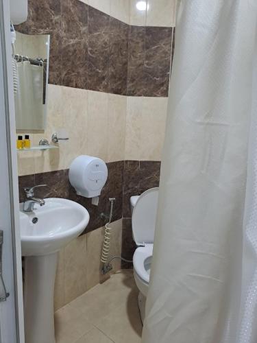a bathroom with a toilet and a sink at Hotel Zundaga 1 in Batumi
