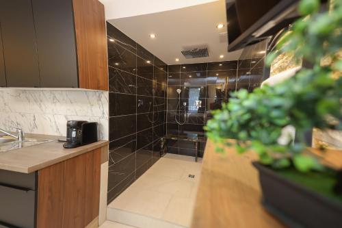 Suites Aix la Chapelle, Exclusive Apartments, Wellness and more, Aachen Cityにあるキッチンまたは簡易キッチン